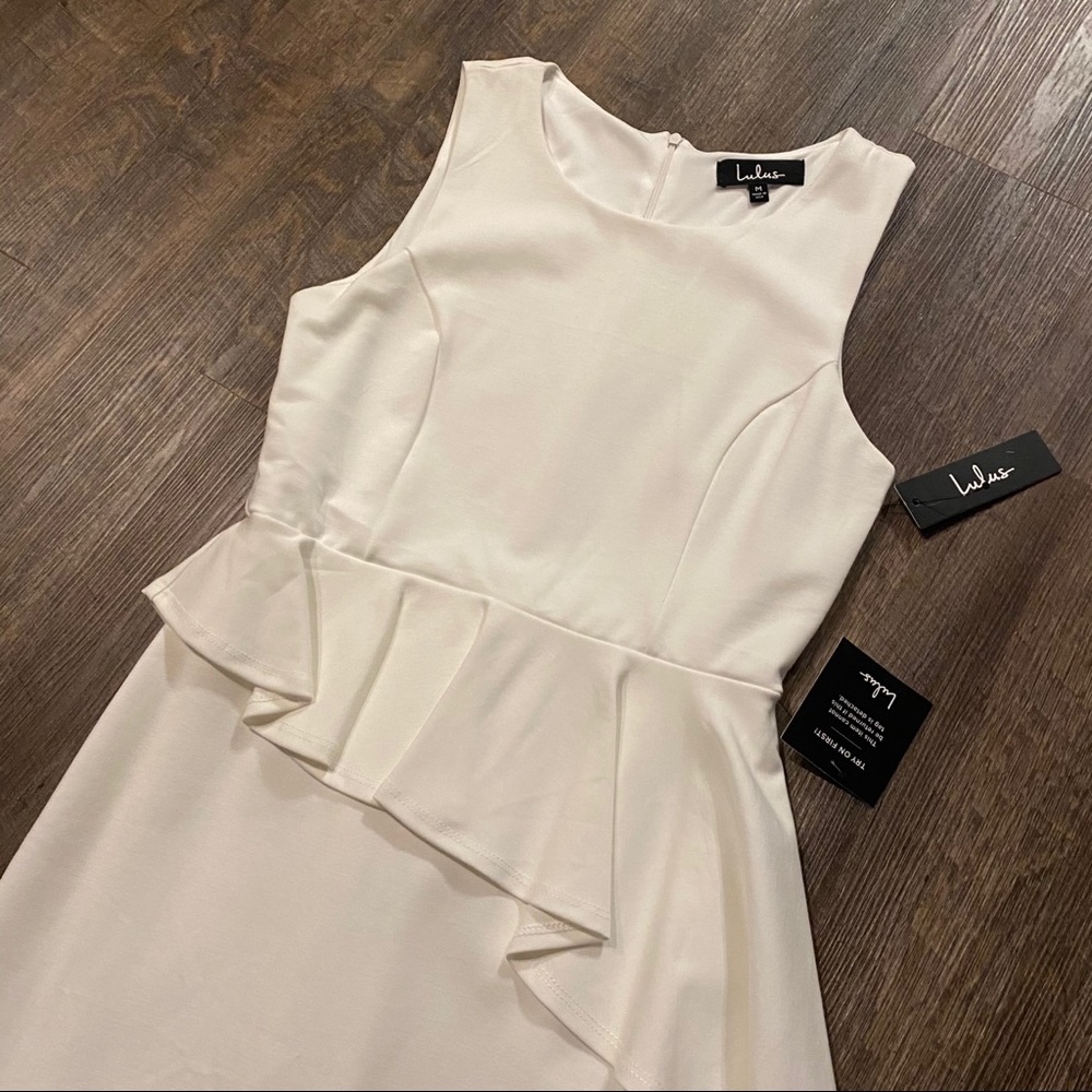 Lulu’s White Asymmetrical Ruffle Dress